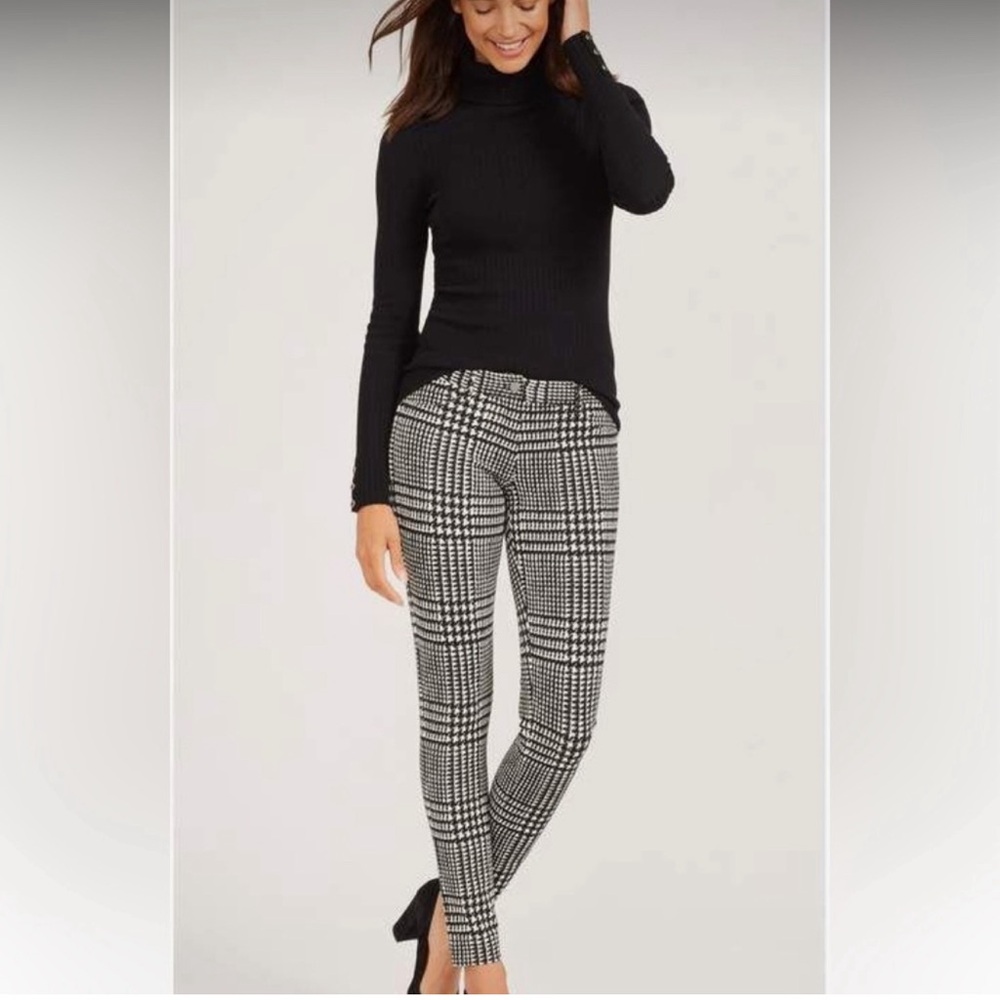 J.McLaughlin $188 Becca Leggings Black/White Glen Plaid Houndstooth 12 Slim Leg